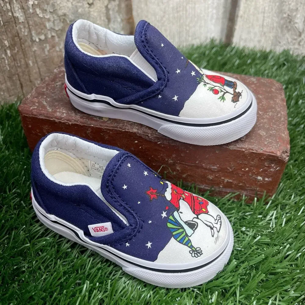 VANS Charlie Brown Snoopy Christmas Slip Ons Toddler 4.5
